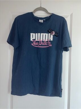 Von Dutch Blue Crewneck Tee with White Label
